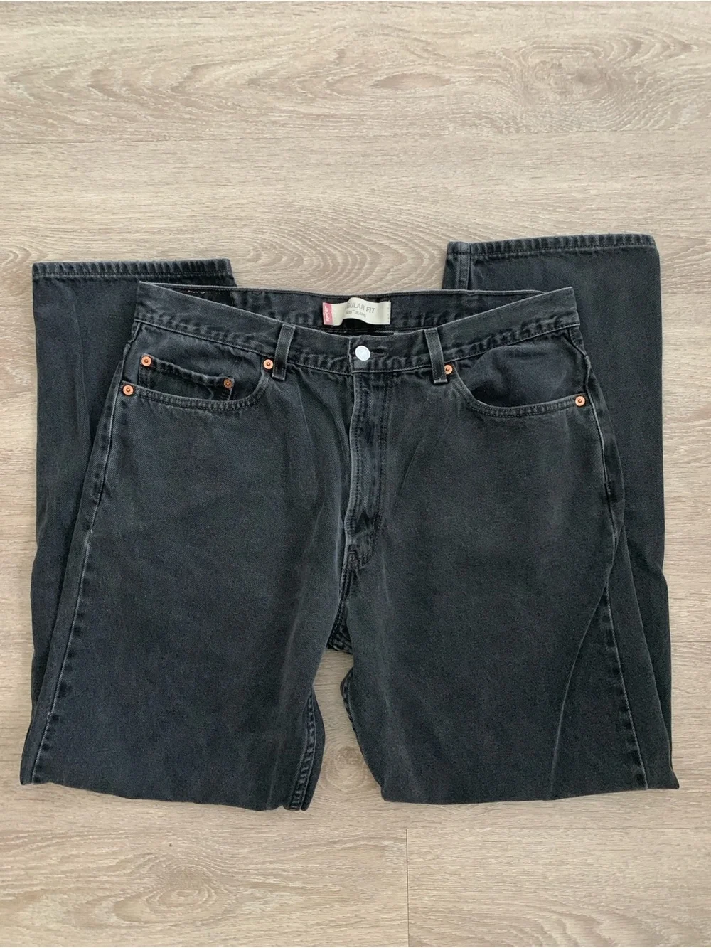 Levi's Regular Fit 505 Black Denim Jeans Size 38x32